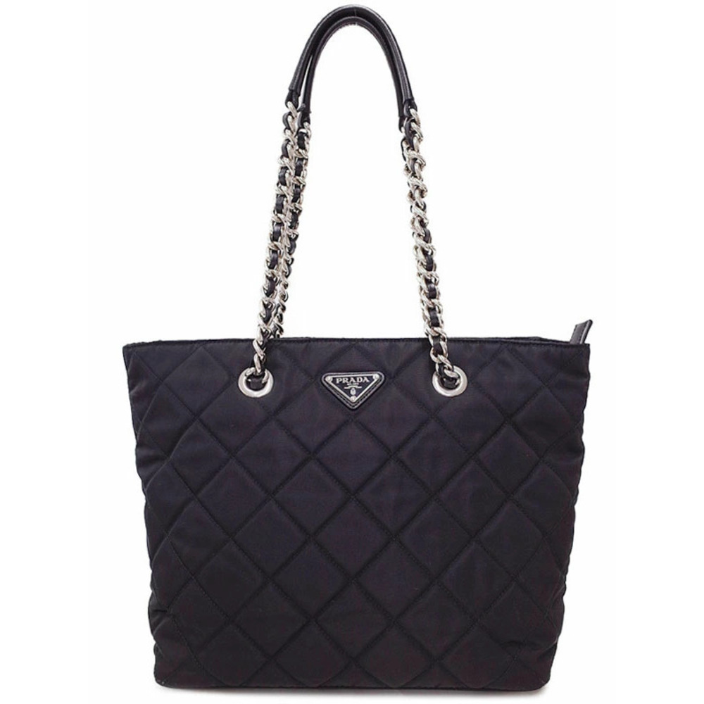 Prada Quilted Chain Tote Bag Black
